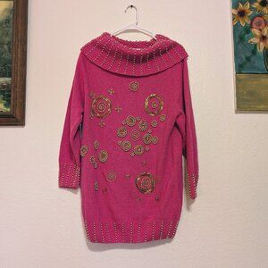 Pink and Gold Beaded Sweater